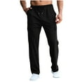 thumbnail image 2 of COSFO Black Baggy Sweatpants Joggers Straight-Leg Full Athleisure Drawstring Solid Elastic Waist Mens Pants, 2 of 8