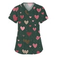 thumbnail image 2 of Fabrcox S-5XL Valentines Scrub Tops Women Plus Size Love Heart Graphic Holiday Scrub Tops for Women V Neck Short Sleeve Nurses Working Uniforms with Pockets, 2 of 5