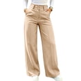 thumbnail image 5 of Afuyipoi Women’s Teacher Pants High-Waisted Wide Leg Trousers Khaki M, 5 of 9