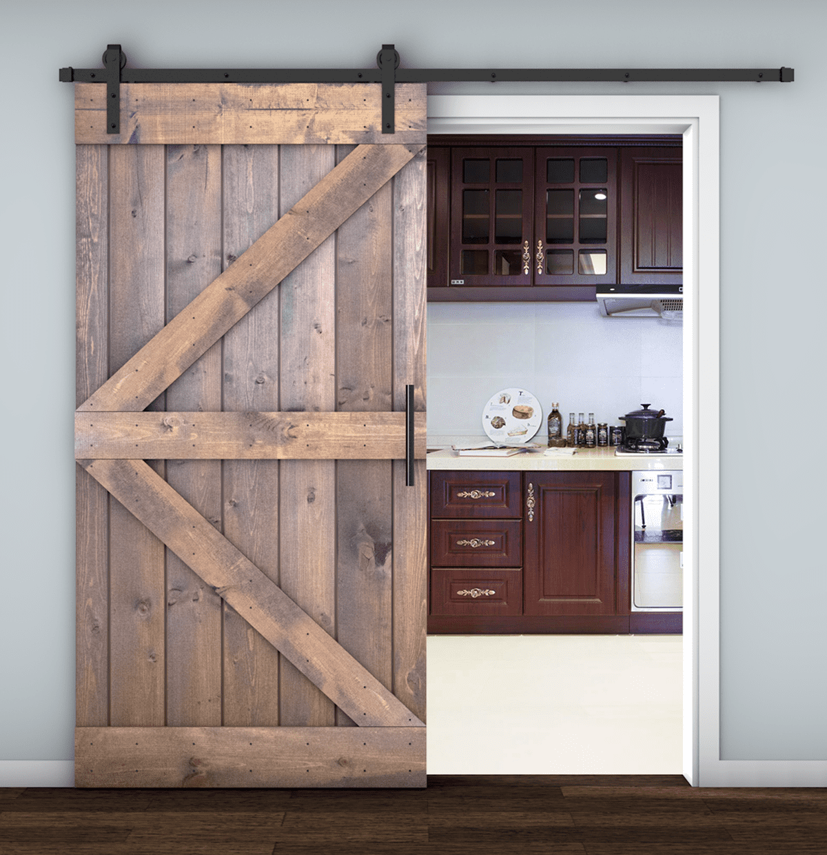 Essencaliy 42in x84in Solid Wood Barn Door, MadeinUSA Farmhouse Interior Sliding Barn Door