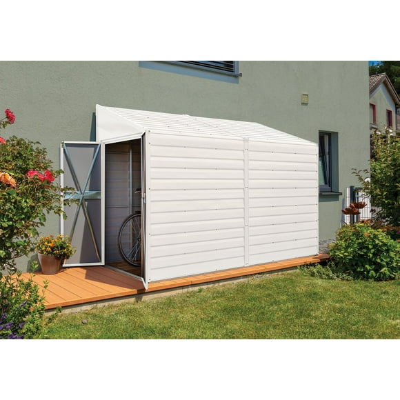 Yardsaver® 4 x 10 ft Steel Storage Shed Pent Roof Eggshell