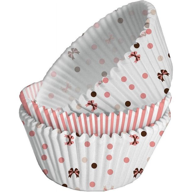 Creative Party - Molde de Papel para Magdalenas Parisienne - Pack de 75 (Blanco, Rosa)