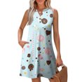 thumbnail image 2 of WTOBBY Women's Fashion Casual Printed V-Neck Button Vest Sleeveless Dress with Pocket, Floral Print Design for Summer Outfits, Lightweight and Comfortable for Everyday Use,Light Blue XL, 2 of 5