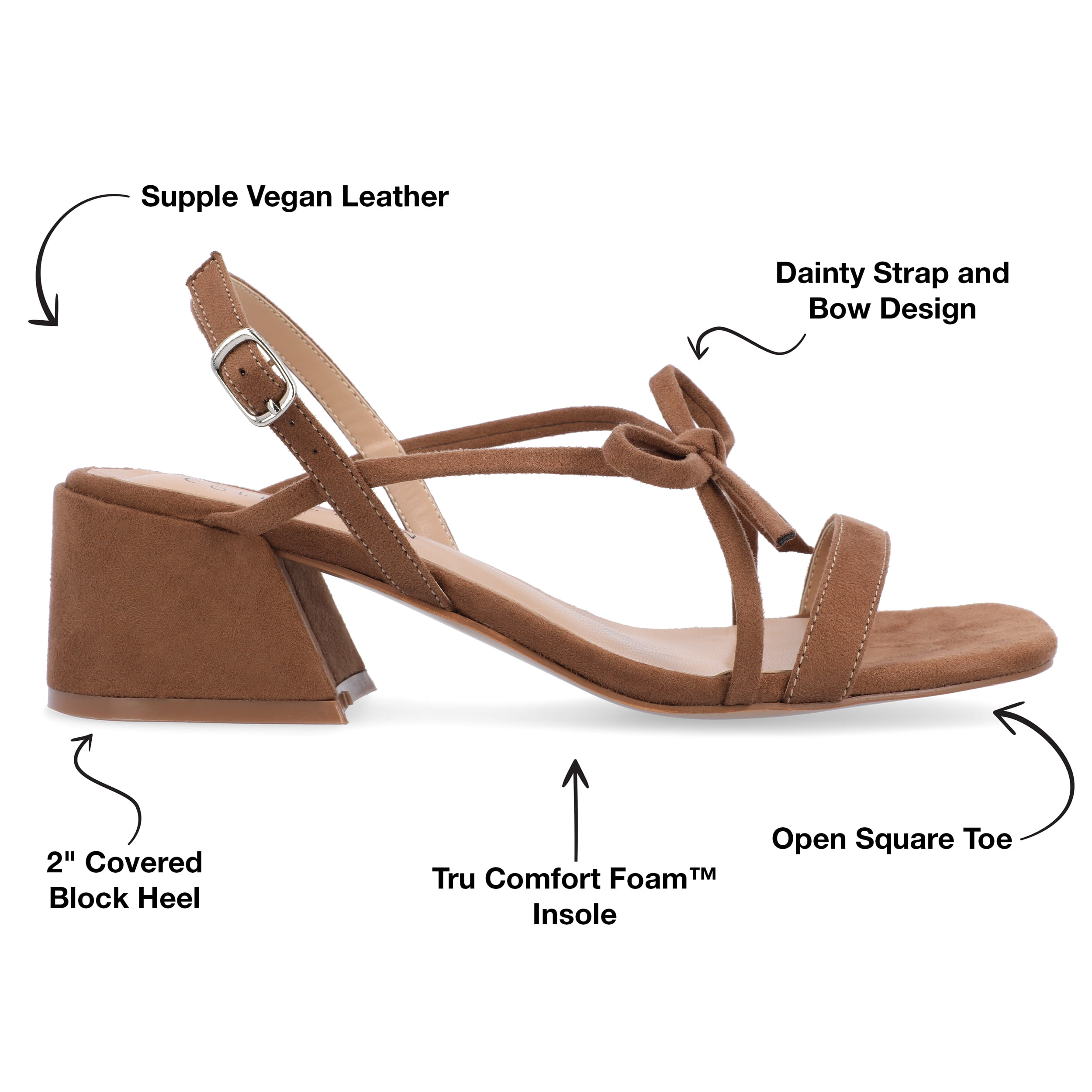 Journee Womens Amity Sling Back Multi Strap Block Heel Dress Sandals