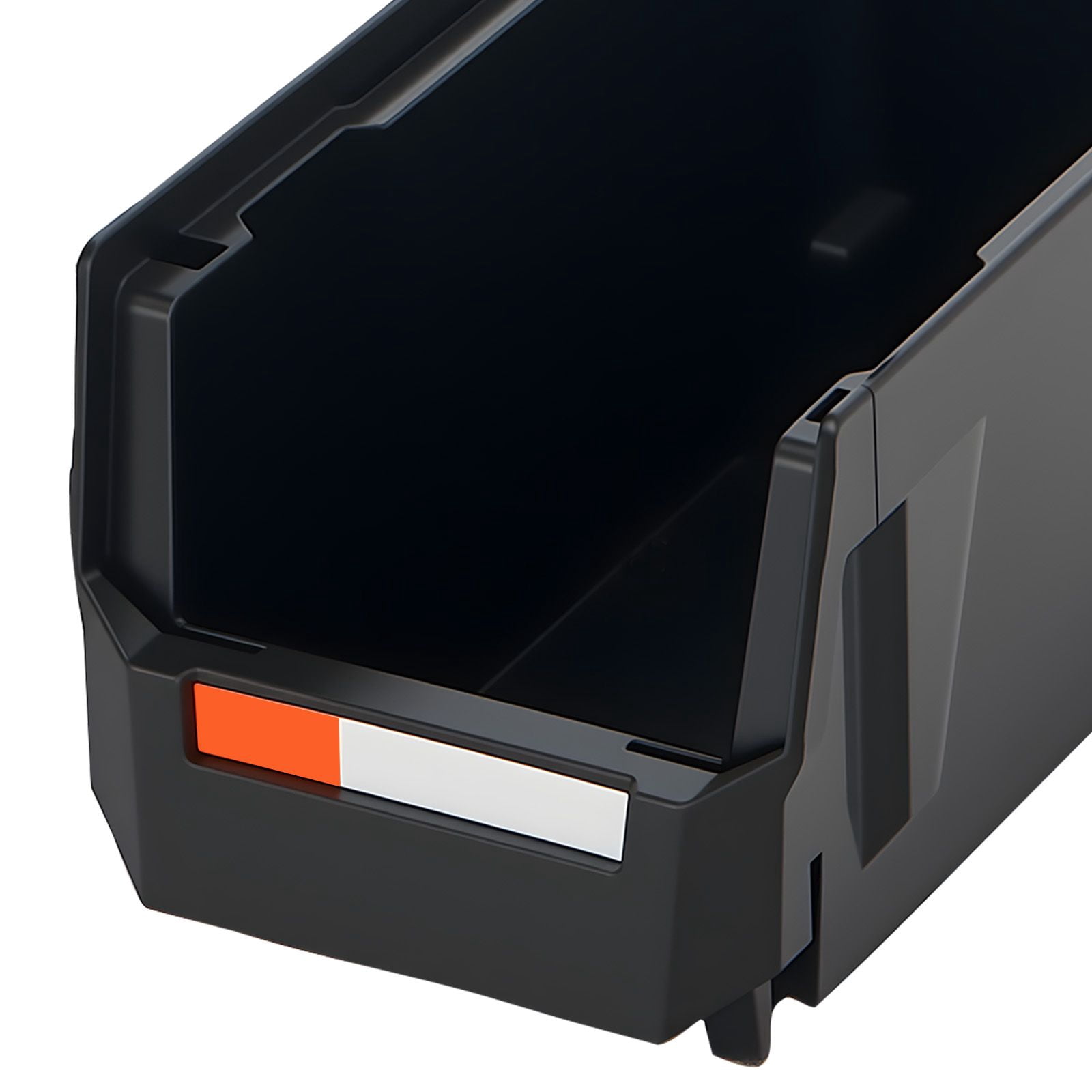 8-Pack Plastic Stackable Storage Bins 10.9"x5.5"x5.1", Black, PP Material, Front-Open Design, Label Stickers, for Closet Garage Office