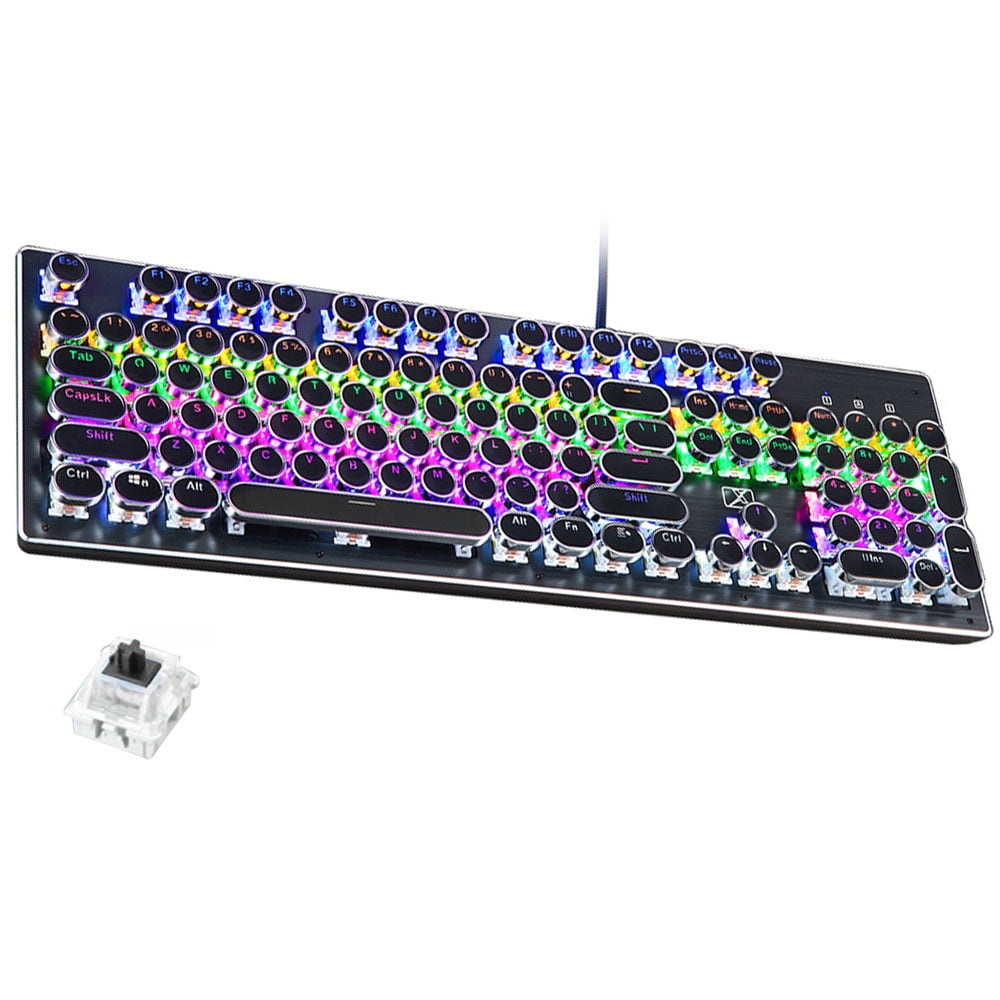 Wired USB Mechanical Keyboard in Black for PC