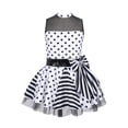 thumbnail image 1 of Raenseen Jupe en Maille Style Patchwork pour Filles Enfants Danse Ballet à Pois Performance de Scène Blanc 8, 1 of 6