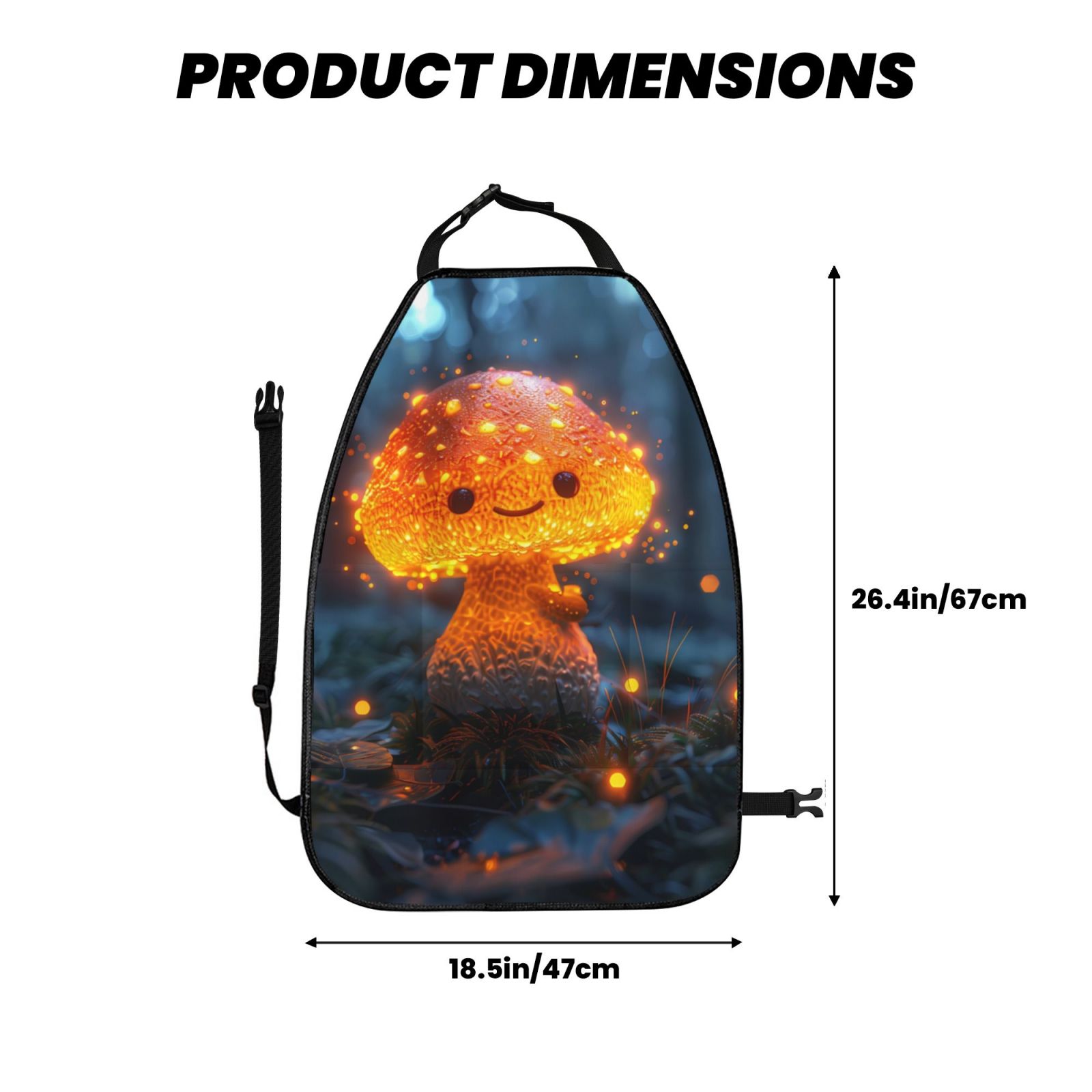 Xecao Glowing Mushroom In Forest Pattern Car Seat Back Protector 2 Pack Large Capacity Pocket, Kick Mats Back Seat Protector