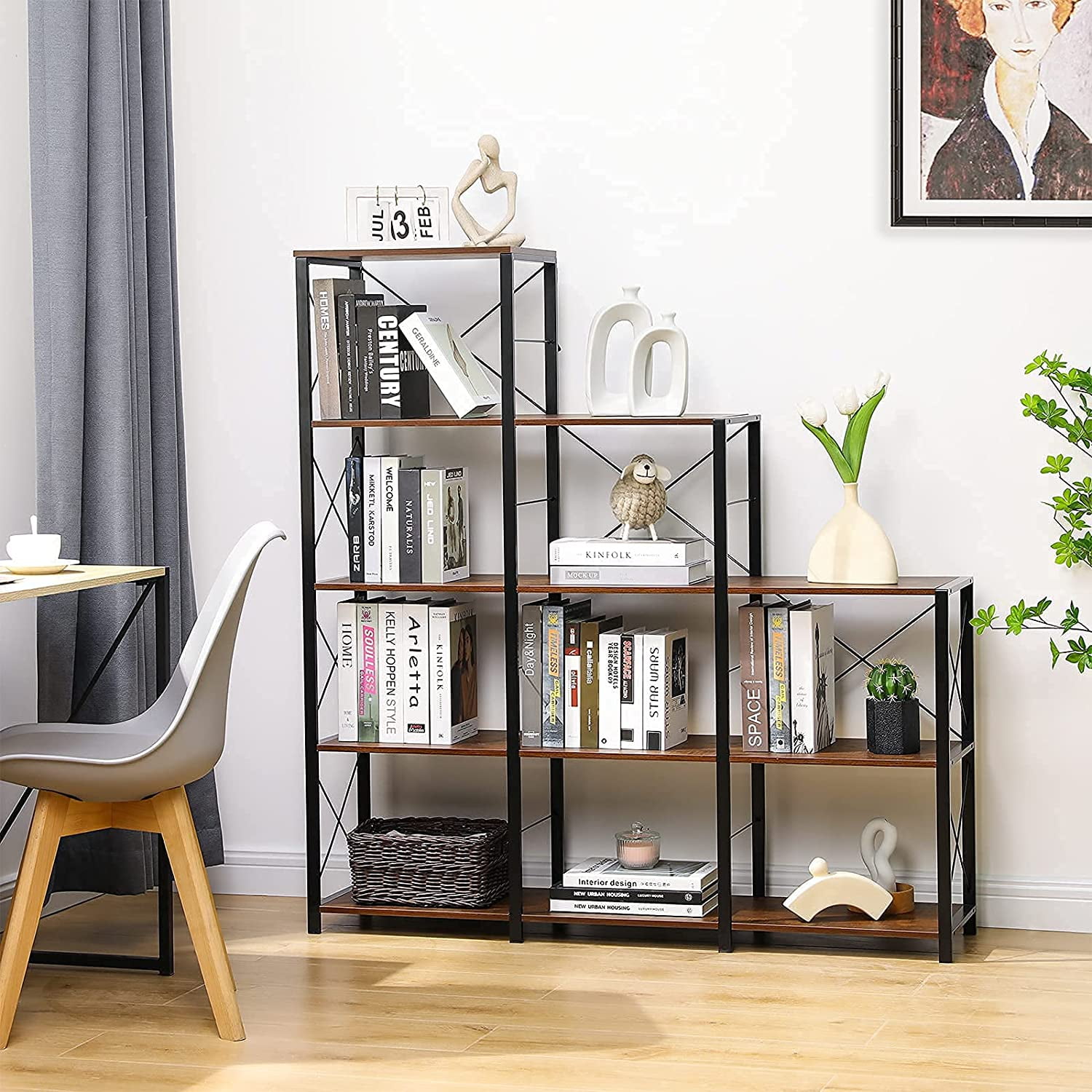 Creative Wood Bookshelf Shelf Living Room Showcase Storage Shelf Display Rack 
