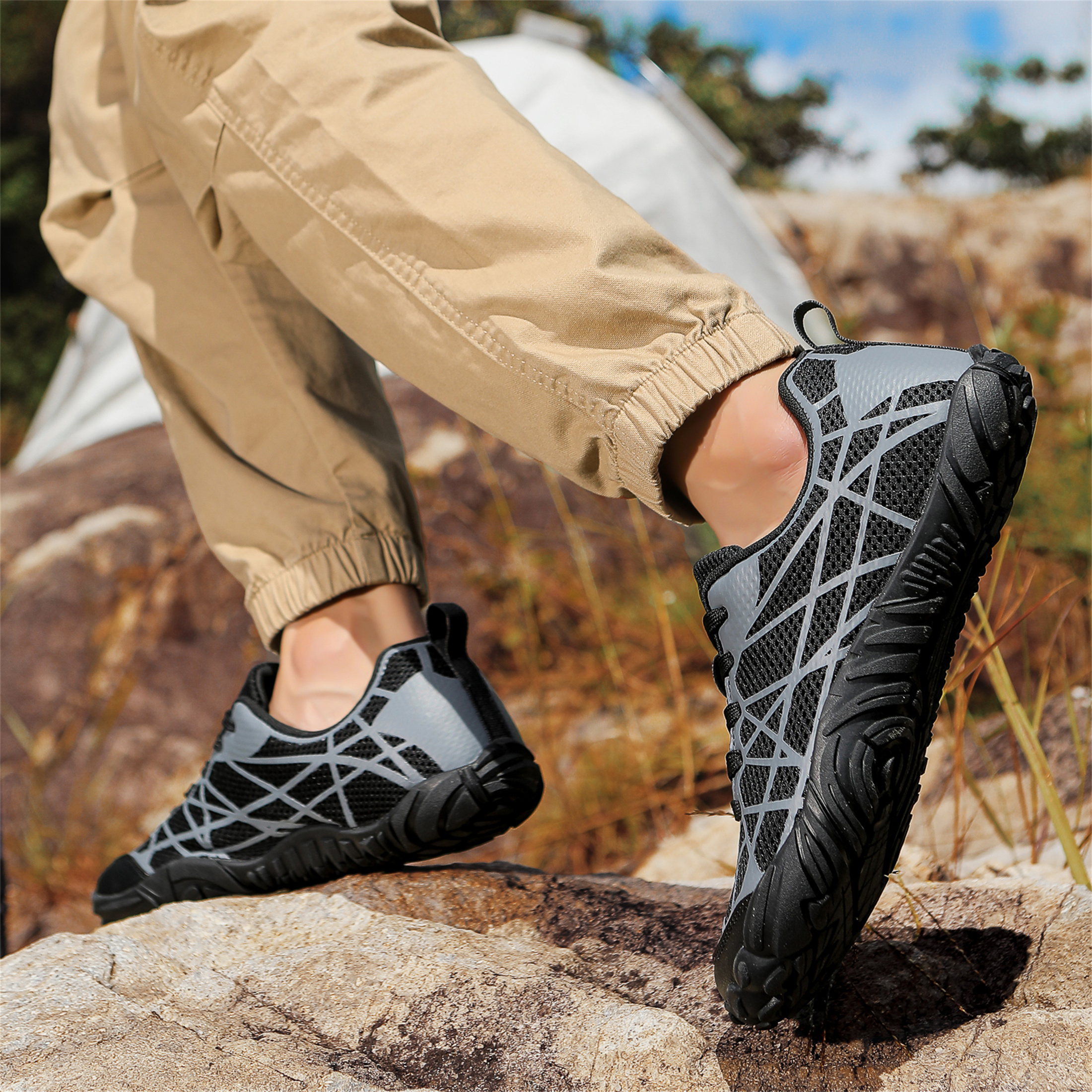 YOURDIARY Barefoot Shoes Mens Minimalist Shoes Zero Drop Workout Cross-Trainer Hiking Water Cycling Walking Casual Shoes Wide Toe Box