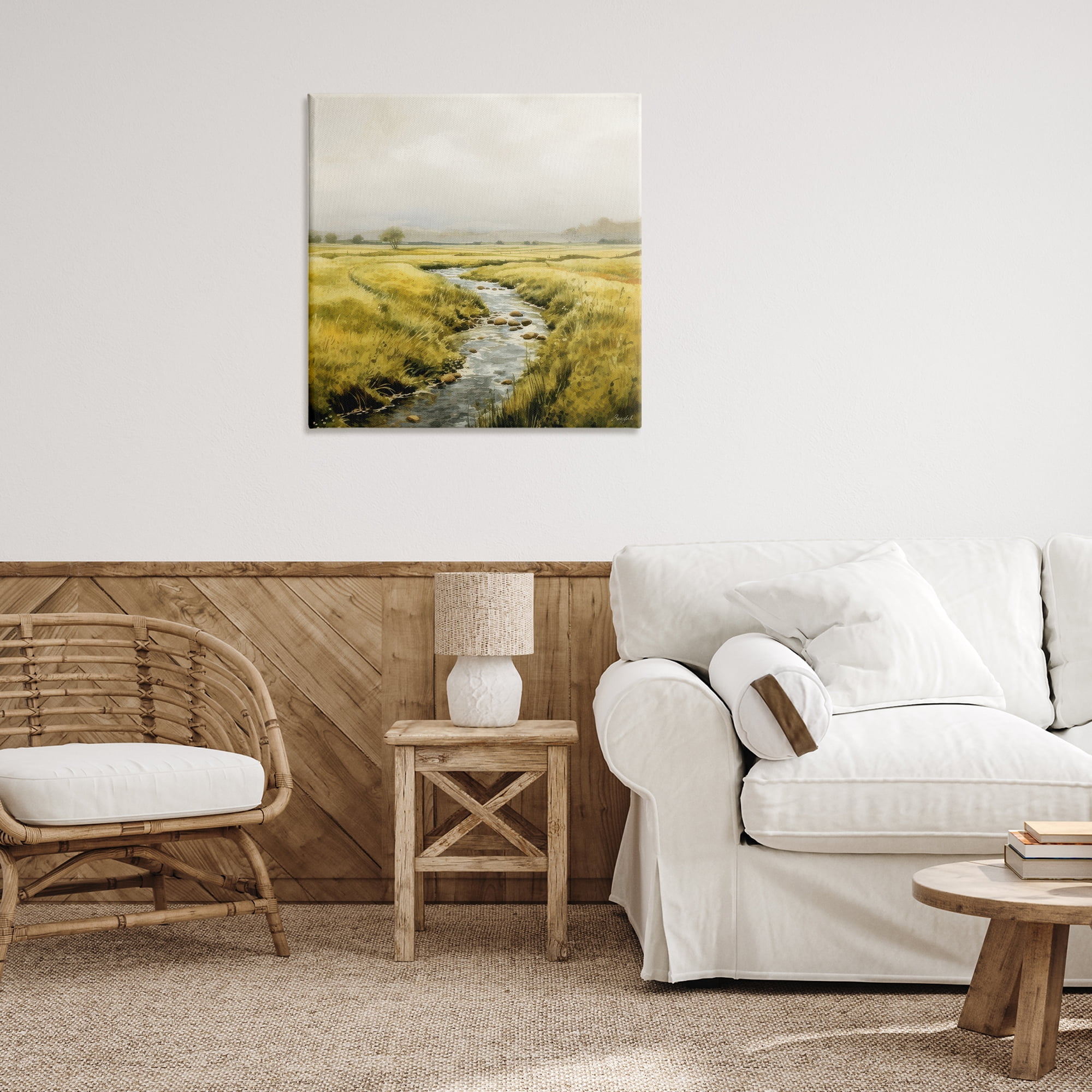 Stupell Industries Calming Horizon River Landscape & Nature Painting Wrapped Canvas Art Print Wall Art, 30 x 30