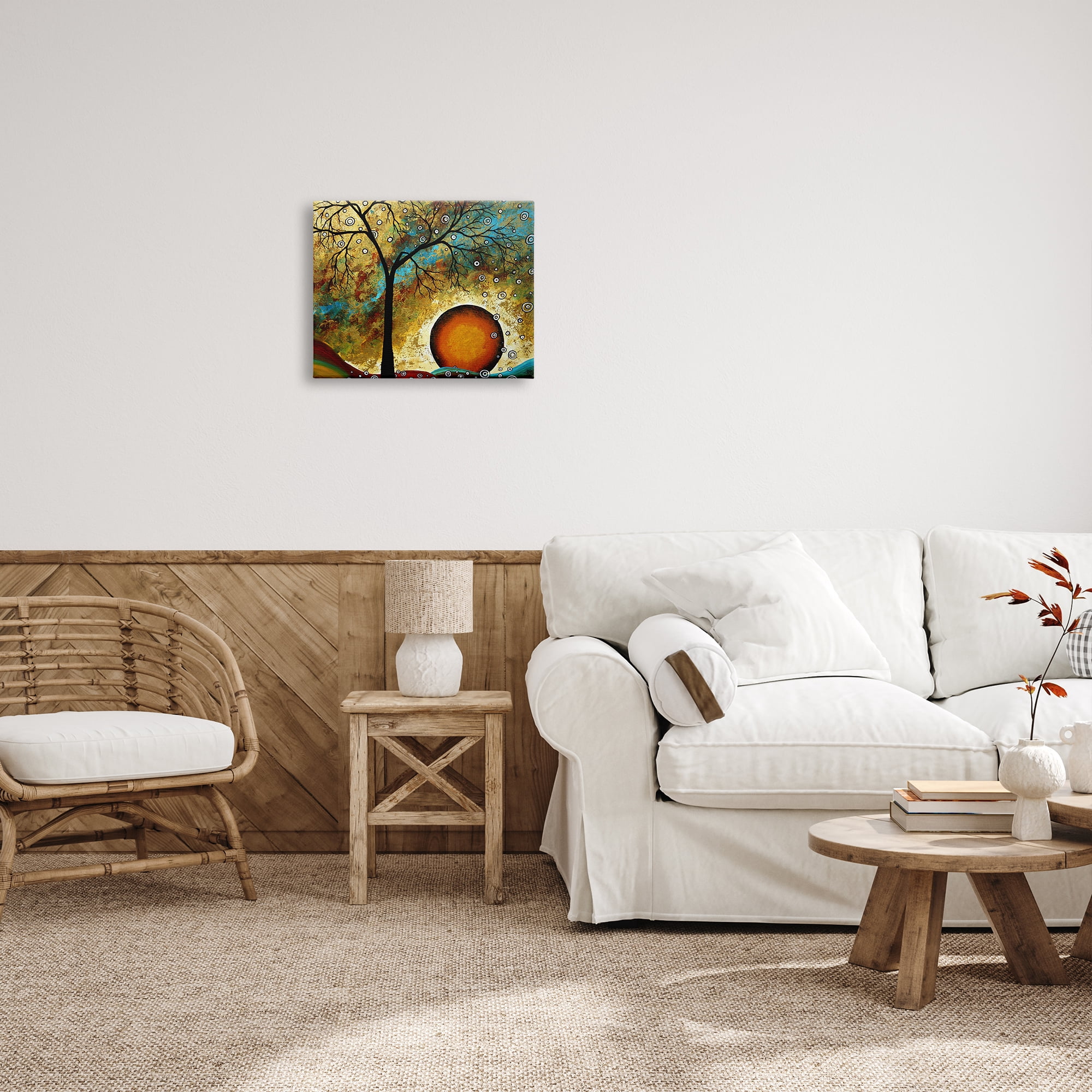 Stupell Industries Boho Tree Scenery Abstract Painting Gallery Wrapped Canvas Print Wall Art, 20 x 16