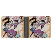 Invader Zim Dib Gaz PU Leather Bifold Wallet Money Organizers Gift With Card Slots For Men And Women