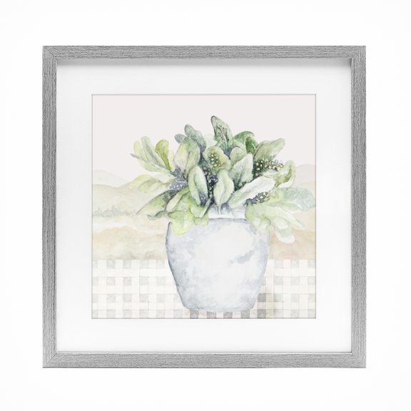 Stupell Industries Traditional Potted Farm Herbs Arrangement Gray Framed Print Under Glass, 13 x 13, by Janice Gaynor