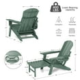 thumbnail image 2 of 2PCS Folding Adirondack Chair with Ottoman, Adjustable Backrest Plastic HDPE Adirondack Chairs w/4 in 1 Cup Holder Tray, Dark Green, 2 of 7