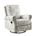 thumbnail image 2 of Tina's Home Upholstery Manual 360-Degree Swivel Recliner Nursery Chair Nailhead Trims Metal Swivel Base Home Living Room Beige, 2 of 10