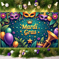 thumbnail image 5 of Colorful Feathers Mardi Gras Banner Golden Mask Carnival Backdrop Bead Necklace Star Pattern Festive Background for Mardi Gras Festival Carnival Party Holiday Gathering, 5 of 9