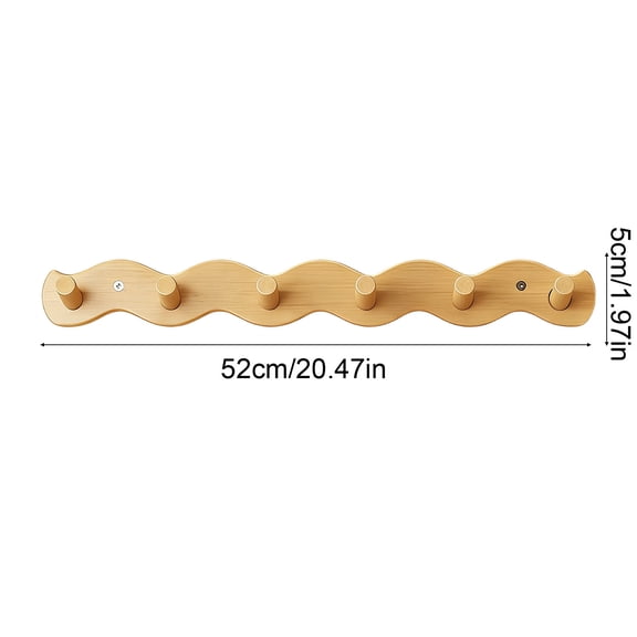Coat Hooks Wall Mounted Hook Rack Wood with 6 Hooks for Entryway Bathroom and Kitchen, Coat Hanger Organizer for Hanging Towels Coats Hats and Keys, Space Saving Storage Solution