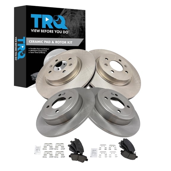 TRQ Front and Rear Brake Pad and Rotor Set Ceramic Fits 2012-2017 Kia Rio
