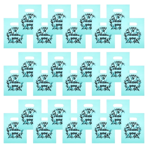 CCOCC 100 Pcs Thank You Merchandise Bag Gift Bags Bulk Small Party with Handles for Business Plastic Shopping