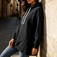 thumbnail image 5 of Cmfcve Women's Oversized Hoodies Long Sleeve Drop Shoulder Hooded Sweatshirts Side Slit Casual Fall Pullover Tops with Poc, 5 of 9