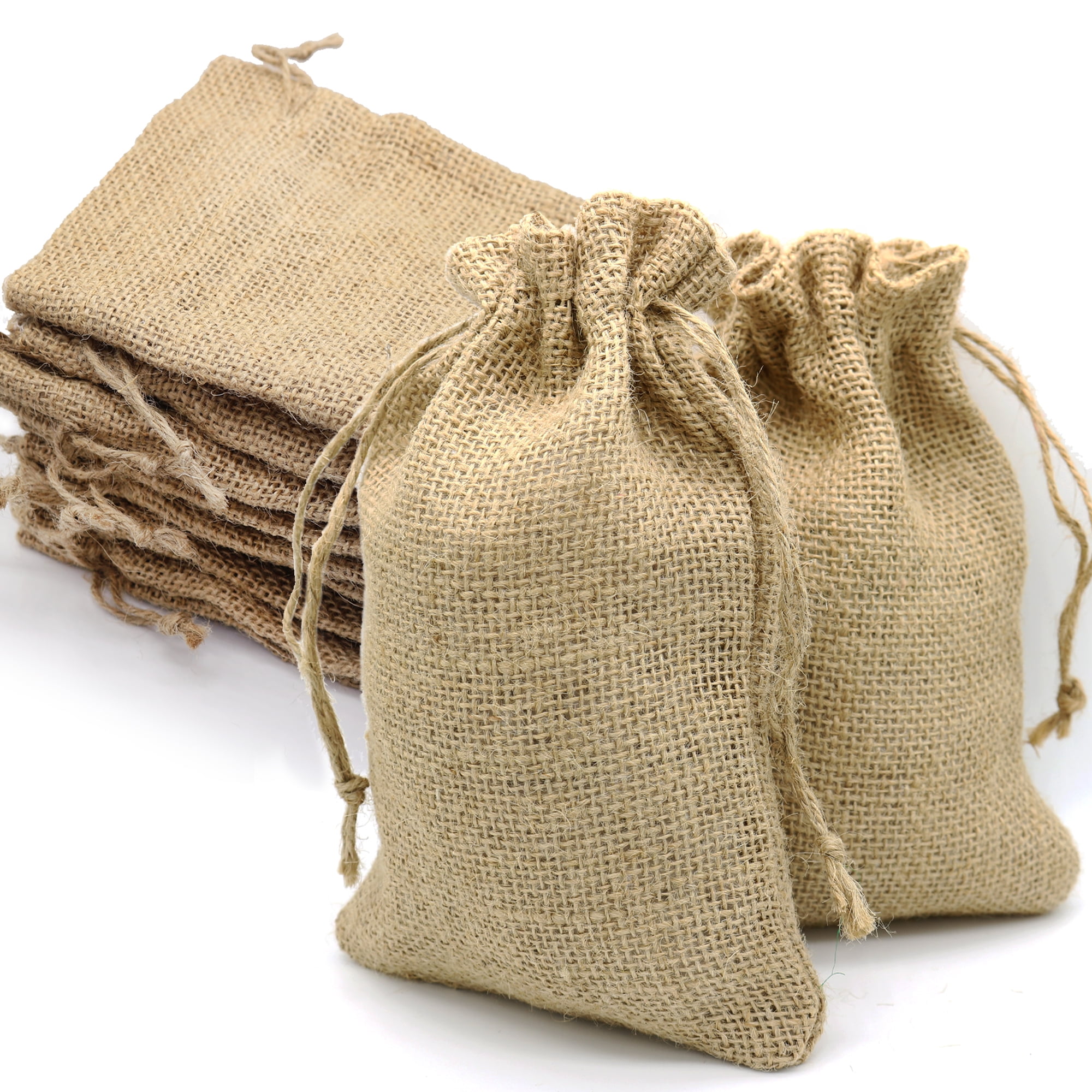 12-Pack Natural Burlap Jute Gift Bags with Drawstrings 