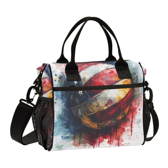 American Flag Volleyball Cooler Bag Lunch Bag Soft Cooler Cooling Tote Insulated Lunch Box for Adult Men Women