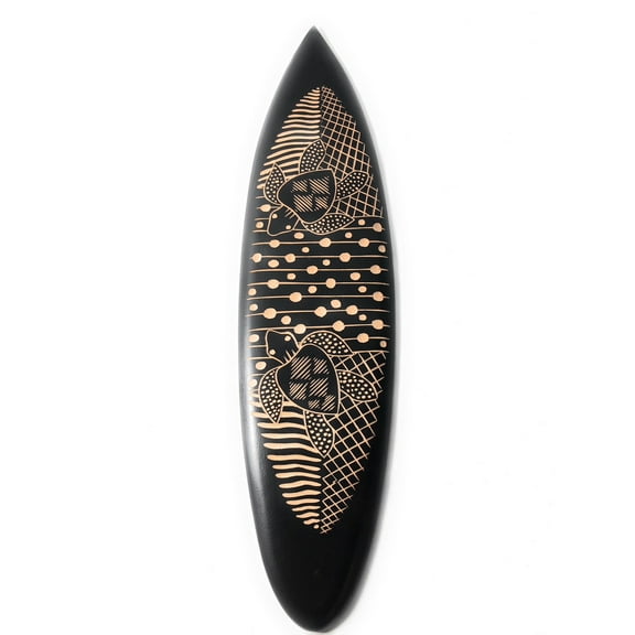 Wooden Surfboard w/ Swimming Turtles 20" - Surf Decor | #sur14b50