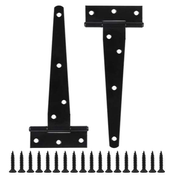 MODANU 2 Pack T Hinges Shed Door Hinges, 6" T-Strap Gate Hinges, Heavy Duty Black Outdoor Tee Hinge for Wooden Fences, Barn Door Gates Hinges for Shed Door Hardware Hinges, Black