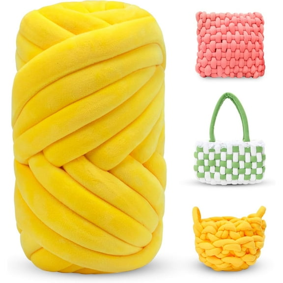1Pcs 0.55lb/10 Yards Thick Chunky Yarn for Arm Knitting Jumbo Tube Yarn Soft Chunky Knit Blanket Yarn, Velvet Yarn for Crocheting Handbags Hand Knitting Pet Bed Rugs Pillows Crafts
