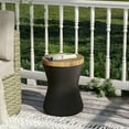 thumbnail image 6 of COSIEST Concrete Outdoor Side Table with Wood Grain Top,Small Jar Shaped Round Accent End Table for Patio, Garden,Black, 6 of 6