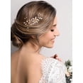 thumbnail image 3 of Gold Bridal Hair Clip,Floral Bridal Hair Comb Barrette Flower Hair pieces for Brides Wedding, 3 of 4