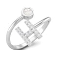 thumbnail image 2 of Capital H Initial Letter Natural Pearl Gemstone Women Valentines Day Gifts Ring Adjustable Front Open Valentines Day Gifts Ring Jewelry 925 Sterling Silver, 2 of 3