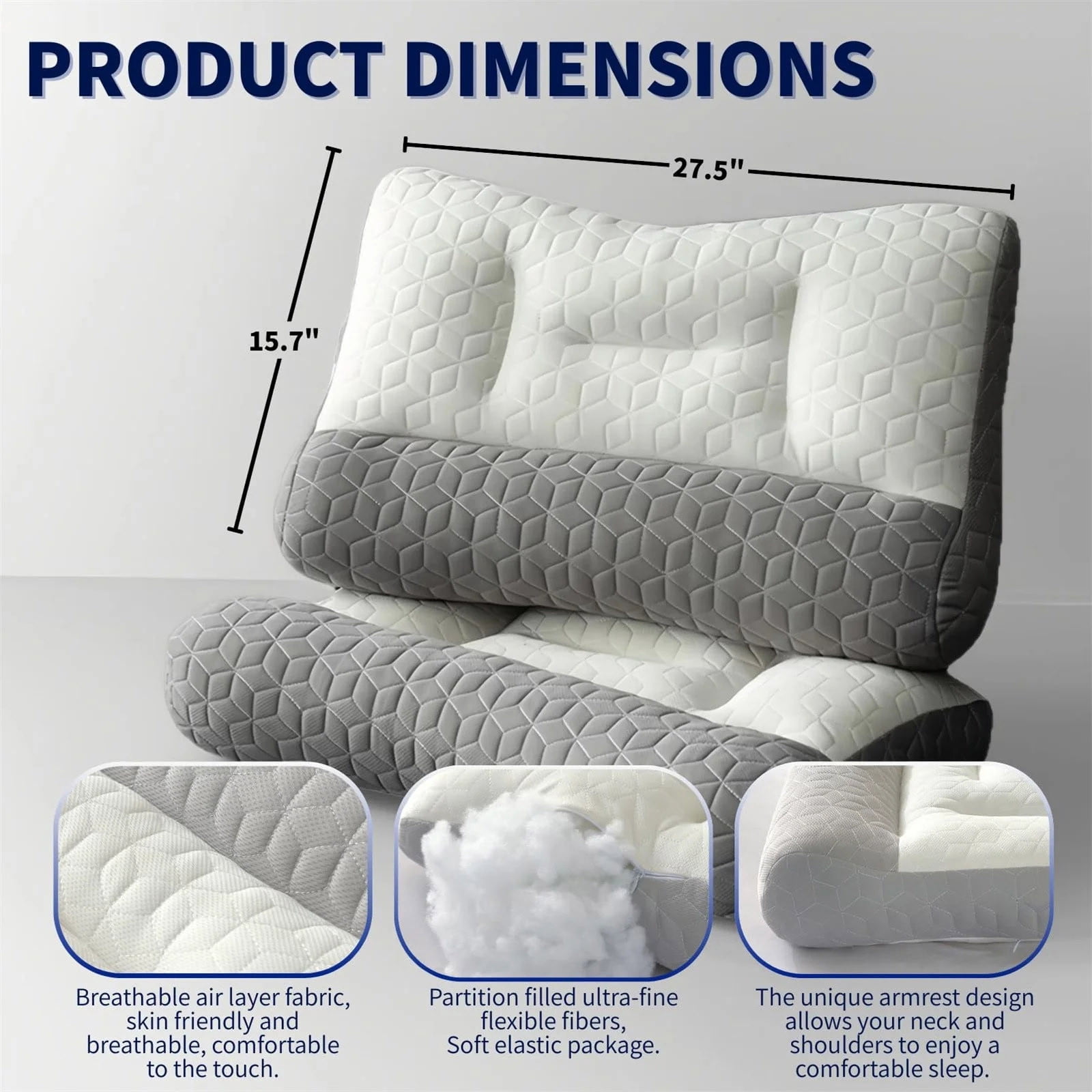 Premium Neck Support Pillow with Moisture-Absorbing Breathable Cover, Cervical Protection for Comfortable Sleep, Home and Office Use