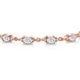 thumbnail image 2 of Gem Stone King 18K Rose Gold Plated Silver White Moissanite Tennis Bracelet for Women (6.91 Cttw, Gemstone Birthstone, Oval 6X4MM, 7.5 inch), 2 of 5