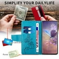 thumbnail image 3 of Wallet Case for Samsung Galaxy S23, Butterfly Embossed Pattern Luxury PU Leather Magnetic Flip Folio Cover with Card Slots Holder Kickstand Wrist Strap Soft Silicone Shockproof Case,Blue, 3 of 8
