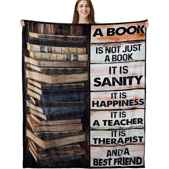 Cozy Reading Blanket 50x60 Inches for Book Lovers - Soft & Warm Gift for Women, Librarians, Bookworms, Novel Readers - Perfect Bookish Gift Accessory