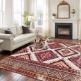 thumbnail image 3 of Red Orange Boho Washable Rug 5x7 Area Rugs for Living Room, Geometric Tribal Southwestern Large Bedroom Rug Soft Non-Slip Low Pile Floor Carpet for Dining Room Kitchen Office Laundry Nursery, 3 of 9