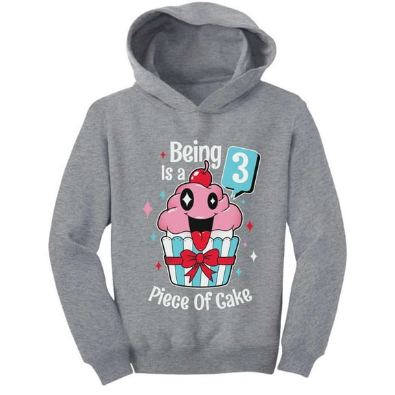 Gift for 3 Year Old Girl 3rd Birthday Funny Cupcake Toddler Hoodie 2T Gray