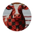 thumbnail image 2 of ONETECH Fitted Table Round Cover Elastic Edged Tablecloth,Christmas Farm Rooster Pig Cow Circle Tables Cover Waterproof Wipeable Tabletop Protector Cloth for Dinner Party Retro Wood Buffalo Black, 2 of 7