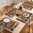 thumbnail image 5 of Country Flower Placemats Set of 6, Rustic Watercolor Orange Yellow Floral Black Leaf Plant Linen Texture Non-Slip Place Mats Washable Table Mats for Kitchen Dining Table Decorations Indoor/Outdoor, 5 of 9