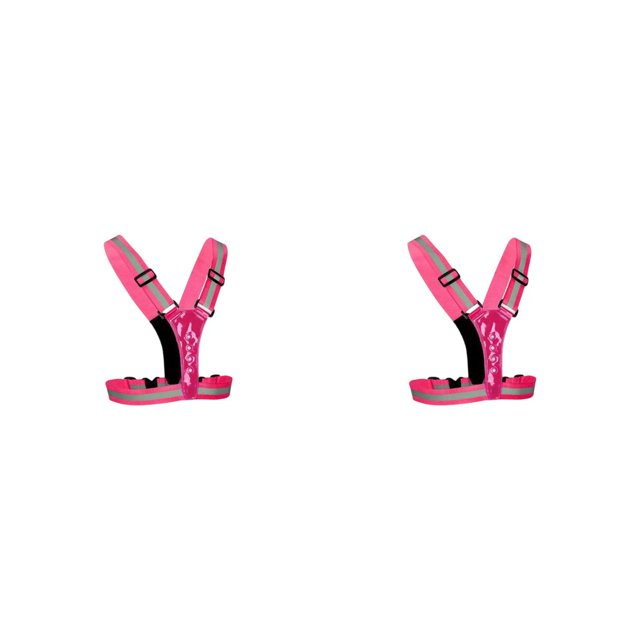 heritaly LED Reflective Vest Straps with High Visibility Adjustable Elastic Belt Highlight Clothing Night Working Running Fishing Pink 2Set
