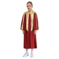 thumbnail image 2 of iiniim  Kids Girls Graduation Gown Color Block Stand Collar Long Sleeve Zipper Robe Dress Burgundy 16, 2 of 7