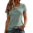 thumbnail image 3 of TaTaai Women's Summer Base Layer Top Short Sleeve V-Neck Mesh Fabric Ribbed Knit Casual Slim Fit Multi-Color T-Shirt Gift, 3 of 7