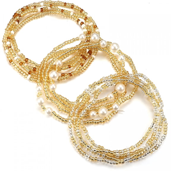 DESIGNICE Waist Beads Body Jewelry,Colorful Belly Beads,Bead Jewelry,Belly Chains,Waist Chain (3 Piece)