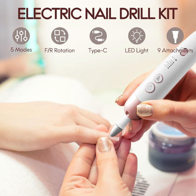 Professional Electric Nail Drill 2000mAh Portable Cordless Electric Nail File