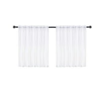 52x18 Inch Kitchen Bathroom Tier Curtains Pair Semi-Sheer with Rod Pocket