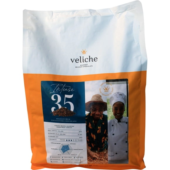 Veliche Milk Chocolate Callets 35% - 1ct - 2.5kg Each - Smooth, Creamy Chocolate for Baking and Confections (1ct)