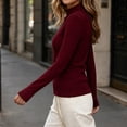thumbnail image 6 of Diufon Mock Neck Tops for Women Long Sleeve Fleece Lined Thickened Warm Pullover Fall Winter Slim Fitted Layering Blouse, 6 of 8