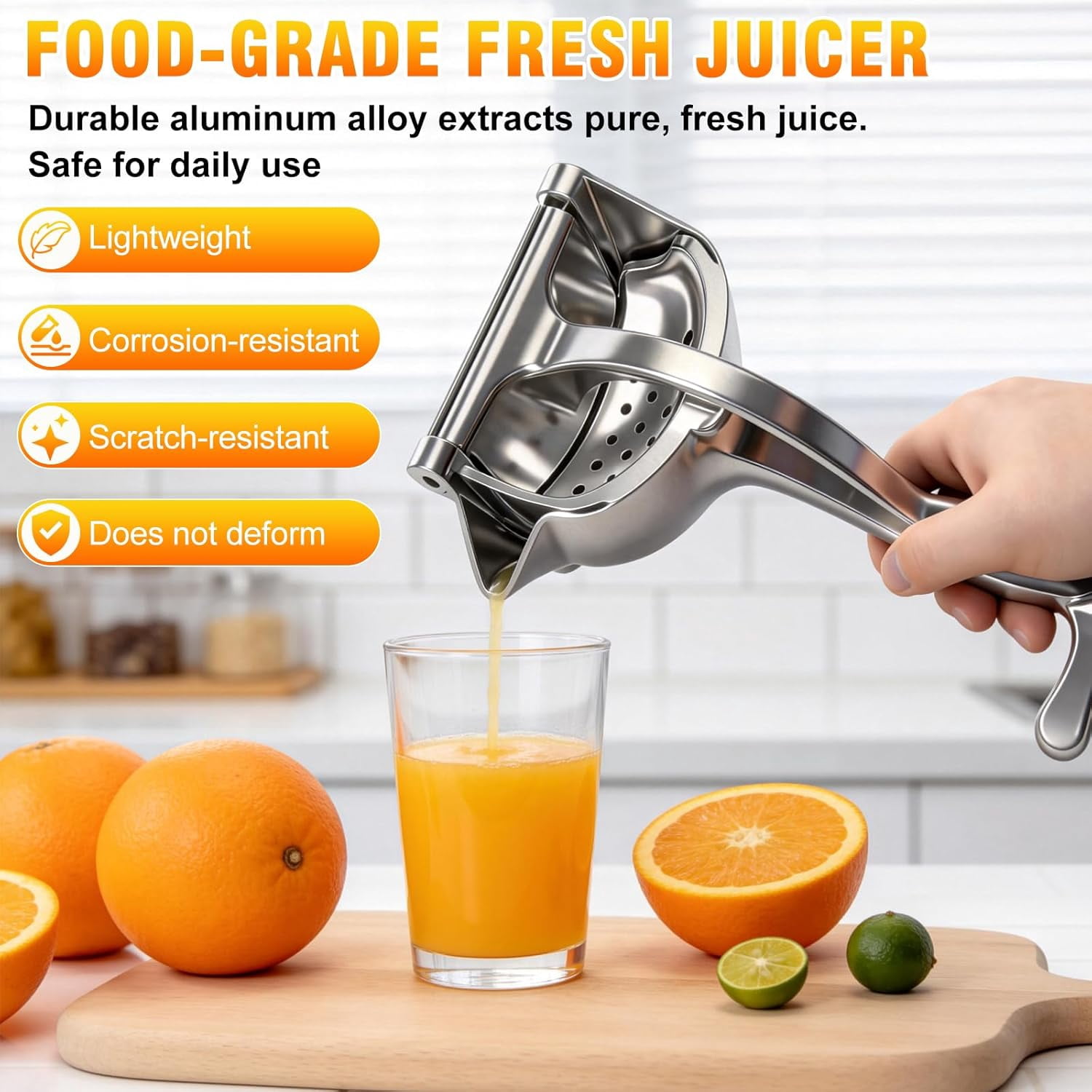 KANOHENO Hand Juicer Squeezer,Heavy Duty Manual Fruit Juicer Press with Large Capacity,Detachable Aluminum Alloy Juice Extractor